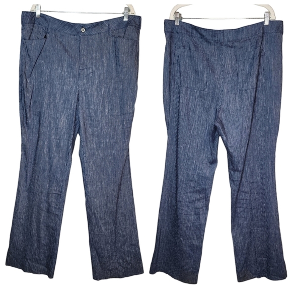 NYDJ Pants - NYDJ Linen Blend Blue Stripe Pants Lift×Tuck Women's Size 16